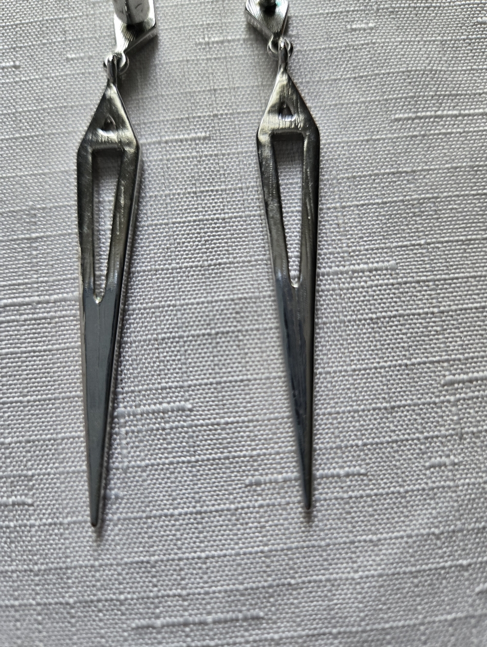 Chloe + Isabel Crystal Drop Earrings Silver Tone Geometric Art Deco Statement - Picture 3 of 4